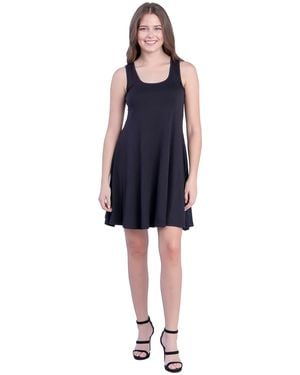 24seven Comfort Apparel Petite Sleeveless A-line Fit And Flare Skater Dress - Blue