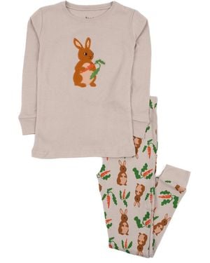 Leveret Kids Matching Family Two Piece Cotton Easter Pajamas 6-14 - White