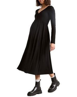 Hatch Collection Maternity The Softest Rib Nursing Friendly Dress - Black