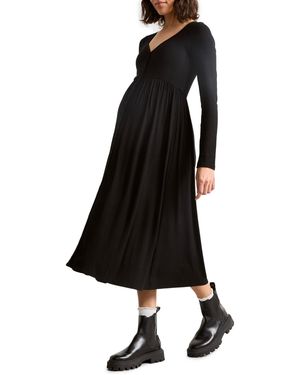 Hatch Collection Maternity The Softest Rib Nursing Friendly Dress - Black