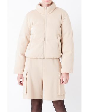 Grey Lab Knit Puffer Jacket - Natural