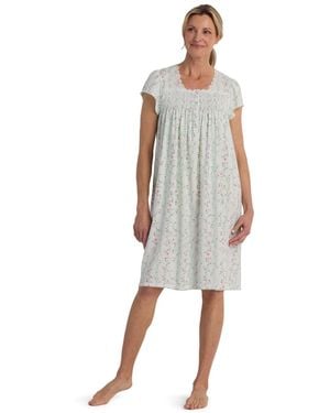 Miss Elaine Floral Short-sleeve Gown - White