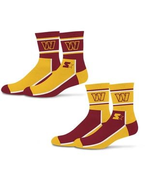Starter And 2-pack /gold Washington Commanders Double Color Block Mid-crew Socks - Orange