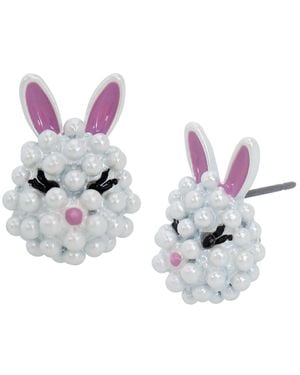 Betsey Johnson Imitation Pearl Bunny Stud Earrings - Metallic