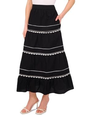 Cece Cotton Maxi Tiered Skirt - Black