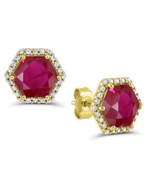 Macy's Lab-grown Ruby And Lab-grown White Sapphire Stud Earrings (4-7/8 Ct. T.w. And 3/8 Ct. T.w. - Pink