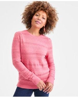 Style & Co. Style Co Pointelle Crewneck Sweater Macys Exclusive - Pink