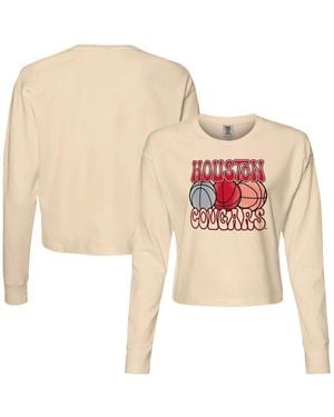 Image One Houston Cougars Comfort Colors Basketball Cropped Long Sleeve T-shirt - White