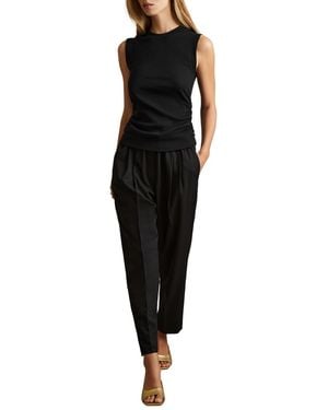 Reiss Trudy Ribbed Ruched Capped-sleeve Vest - Black