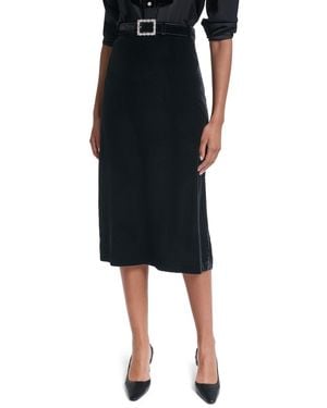 KARL LAGERFELD High-waisted Pencil Velvet Midi Skirt - Black