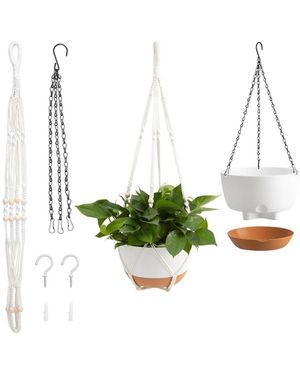 SUGIFT Hanging Planters 10 Inch Self-watering Hanging Planter - White