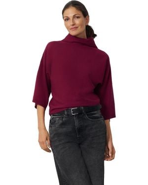 Cable & Gauge Mock Neck Rib-knit Dolman Sweater - Red