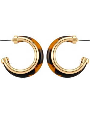 Guess Tone Tortoise Hoop Earrings - Brown