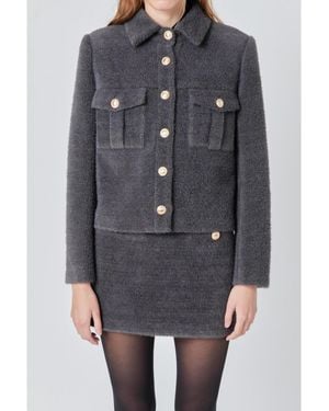 Endless Rose Soft Brushed Buttoned Jacket - Gray
