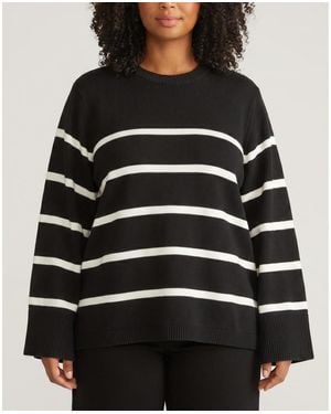 UNIVERSAL STANDARD Plus Size Wide Sleeve Cotton Sweater - Black