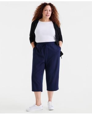 Style & Co. Plus Size Knit Pull-on Capri Pants - Blue