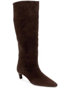 Forever & Always Shoes Corvel Pointed-toe Kitten-heel Knee-high Leather Boots - Brown