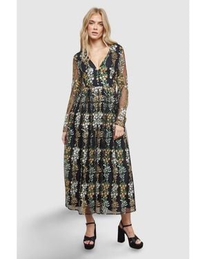 Oasis Open Back Long Sleeve Midi Dress - White