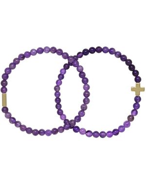 charged Stone Beaded 2 Pieces Bracelet Set - Blue