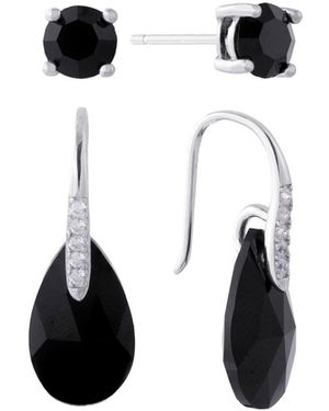Giani Bernini Gianni Bernini 2-pair Crystal Teardrop Stud Earrings Set (1.34 Ct. T.w. - Black