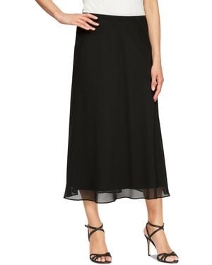 Alex Evenings Chiffon Pull-on Midi Skirt - Black