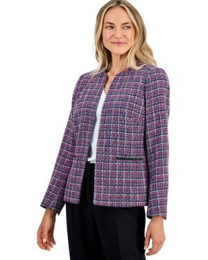Kasper Petite Open-front Collarless Sweater - Purple