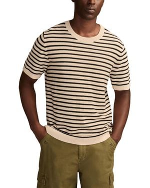 Lucky Brand Striped Crewneck Textured Sweater - Gray