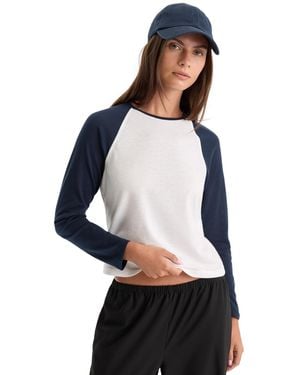 GOOD AMERICAN Raglan Long-sleeve Crewneck T-shirt - Black