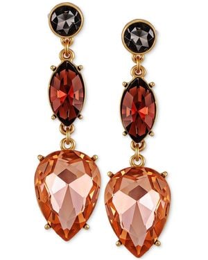 Guess Tone Ombre Crystal Dangle Earrings - Red