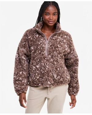 ID Ideology Printed Sherpa Half-zip Pullover - Brown