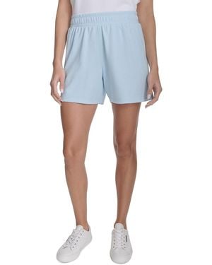 Calvin Klein Performance French Terry Smocked-waist Shorts - Blue