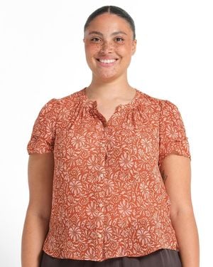 Estelle Bellavie Relaxed Floral Button-front Top - Pink