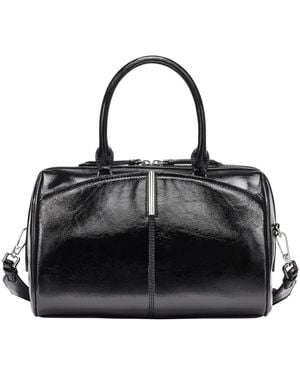 Calvin Klein Genevieve Patent Small Satchel Handbag - Black