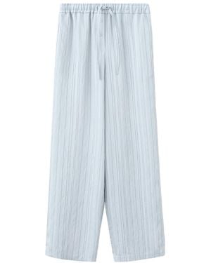 Mango Wide-leg Striped Pants - Blue