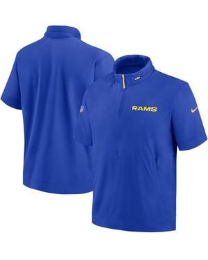 Nike Royal Los Angeles Rams 2024 Sideline Coach Short Sleeve Half-zip Hoodie Jacket - Blue