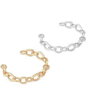 Robert Lee Morris Sculpted Link Cuff Bracelet Set - White