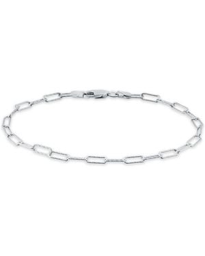 Giani Bernini Diamond-cut Paperclip Chain Link Bracelet (7-1/4" - White