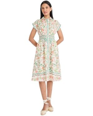 Maggy London Collared Neck Midi Dress - Multicolor