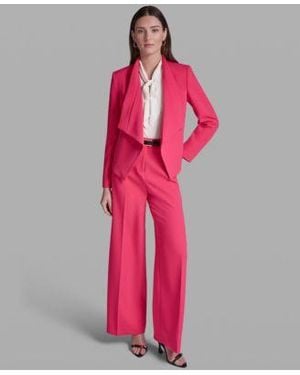 BCBGMAXAZRIA Open Front Collared Jacket Belted Wide Leg Pants - Pink
