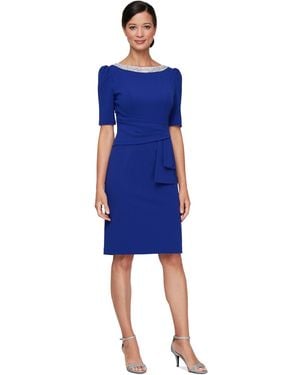Alex Evenings Embellished Sheath Dress - Blue