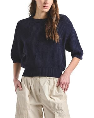 10 Crosby Derek Lam Madison Mesh Knit Puff-sleeve Sweater - Blue