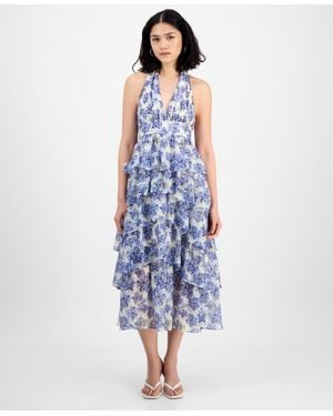 En Saison Odessa Printed Tiered Maxi Dress - Blue