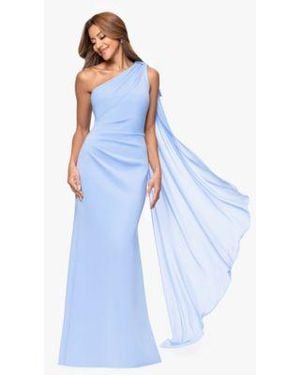 Xscape One Shoulder Ball Gown Dress - Blue