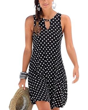 Lascana Viscose Printed Keyhole Neckline Wrap V-neck Short Dress - Black