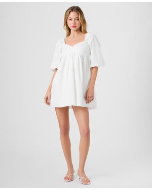 French Connection Puff-sleeve Sweetheart Neck Mini Dress - White