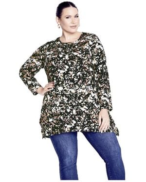 Avenue Plus Size Leisure Button Tunic - Blue