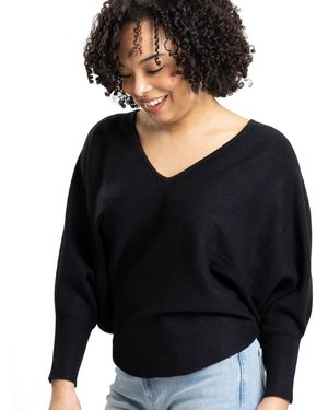 Caldwell Collection Jennifer V-neck Dolman Sleeve Sweater - Black