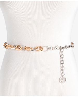 Giani Bernini Logo Charm Twisted Texture Link Belt - White