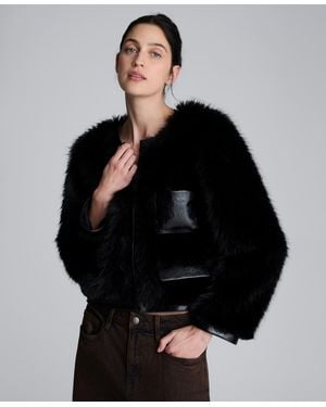 Kenneth Cole Contrast Pocket Collarless Jacket - Black