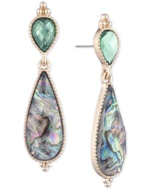 Lonna & Lilly Gold-tone Stone Double Drop Earrings - Green